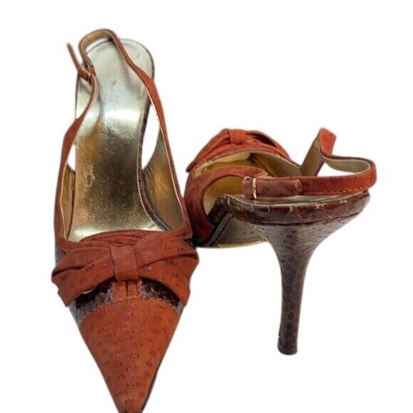 Dolce & Gabbana Womens Pointed Toe Slingback Stiletto Heels Size 38.5 Croc Embos - Picture 2 of 12